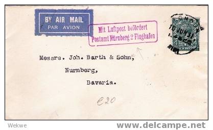 GBG043 / Luftpost  London Nach Nürnberg 1931 – Mit Flughafenstempel Vorder- U. Rückseitig - Briefe U. Dokumente