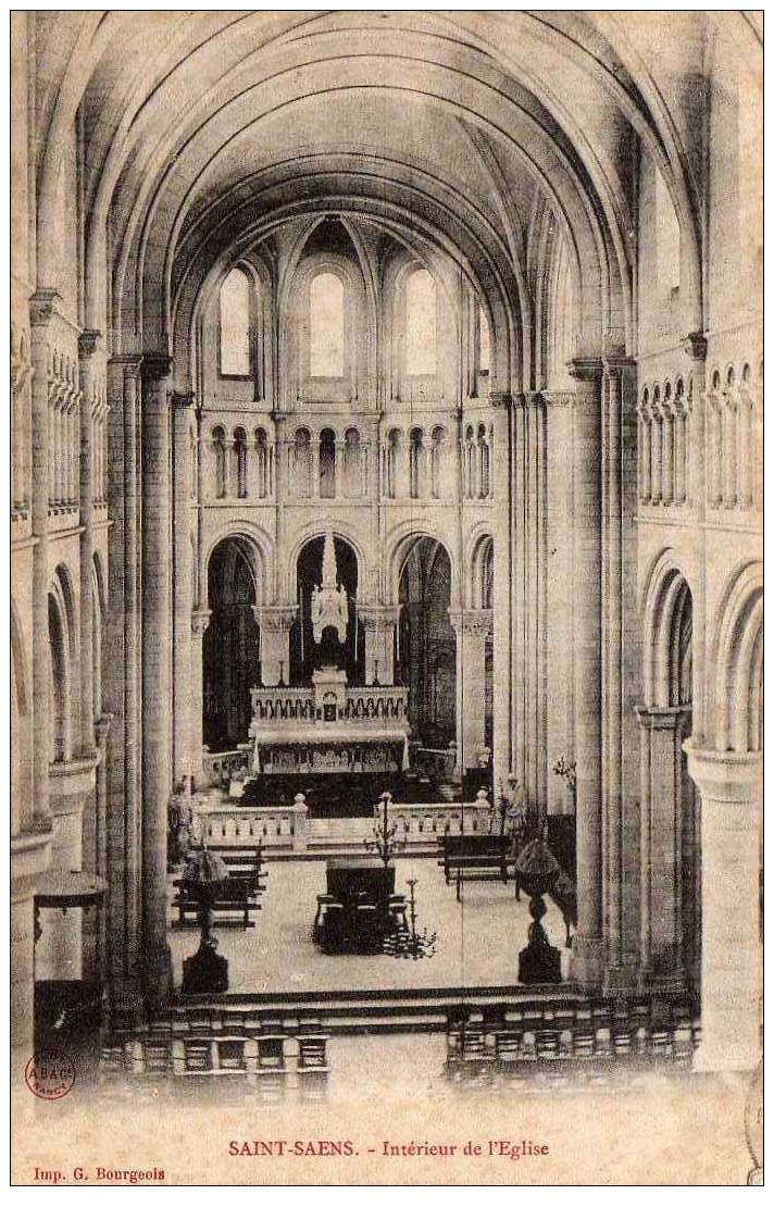 76 ST SAENS Eglise, Intérieur, Ed Bourgeois, 1905 - Saint Saens