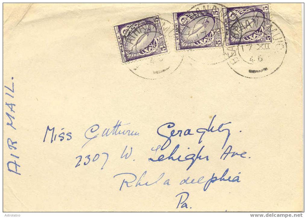 Ireland Postal History. Cover 1946 To USA Lettre - Brieven En Documenten
