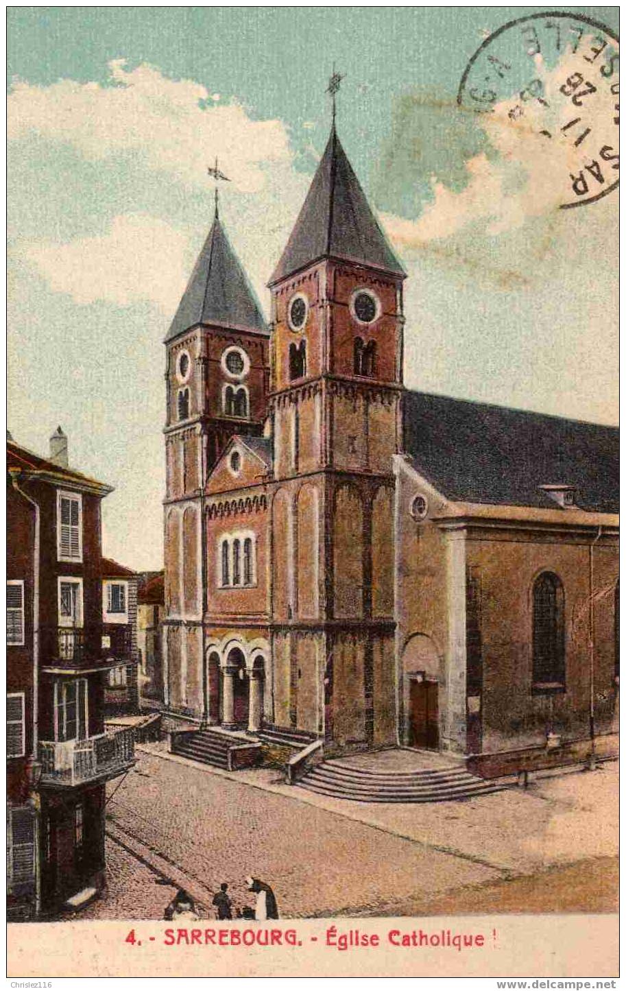 57 SARREBOURG Eglise Catholique  Beau Plan Colorisé - Sarrebourg