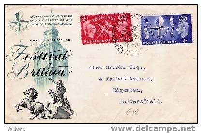 GBG065/ 1951 – Festival Of Brittain – Sonderstempel Auf Illustr. Umschlag, 4th Of May 1951 - ....-1951 Pre-Elizabeth II