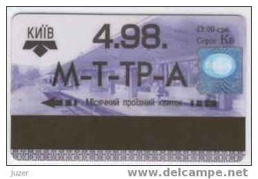 Ukraine, Kiev: Metro, Bus, Tram And Trolleybus Card 1998/04 - Europe