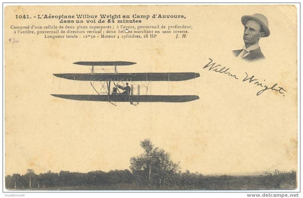L'aéroplane Wilbur Wright Au Camp D'Auvours Dans Un Vol De 54 Minutes. - ....-1914: Precursors
