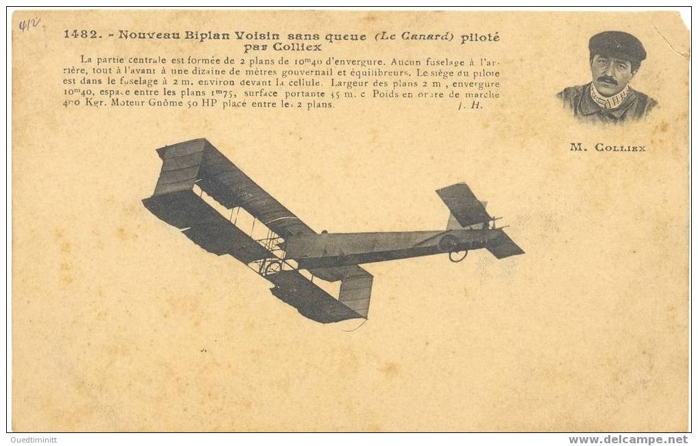 Nouveau Biplan Voisin Sans Queue/le Canard , Piloté Par Colliex. - ....-1914: Précurseurs