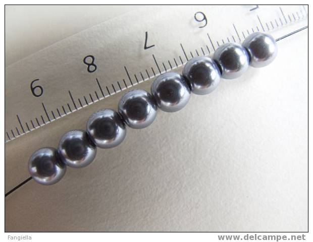 Lot De 25 Perles Grises En Verre 6mm - Perles