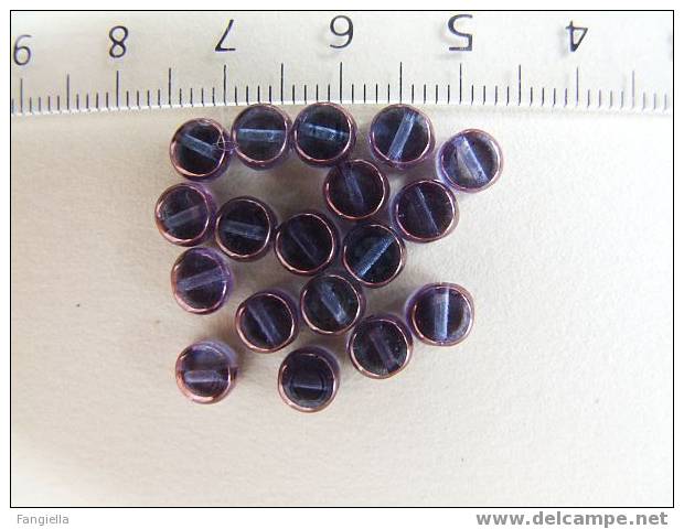 Lot De 10 Perles Tchèques Palets Plats En Verre Améthyste Lustré Métallisé 5mm - Perles