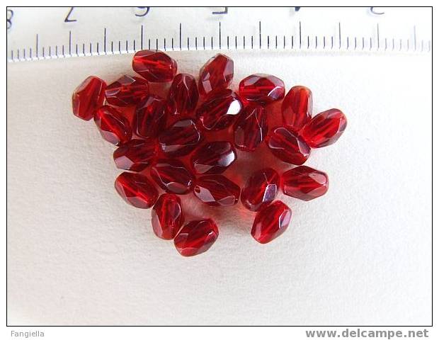Lot De 10 Perles Ovales Facettées En Cristal Rouge Foncé 6x4mm - Perles