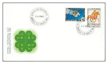 LUXEMBOURG - 1983 : Y. 1028-29 : FDC : COMMUNICATION,POST,POSTE,POSTMAN,MESSAGER,MESSENGER,SATELLITE,SPACE TRAVEL, - FDC