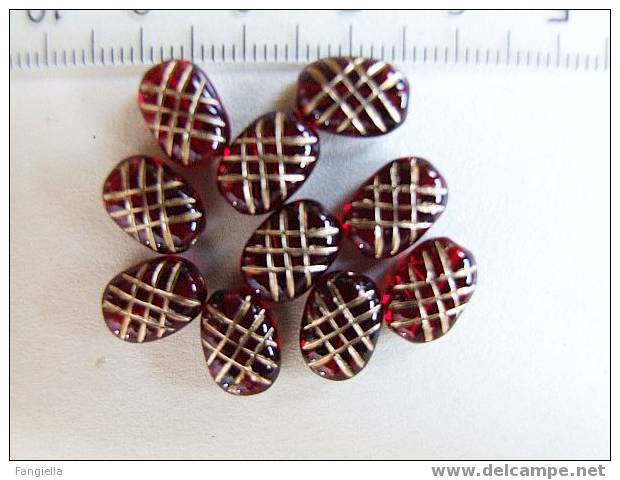 Lot De 5 Perles Tchèques "ananas" Rubis AB Et Doré 10x8mm - Perles