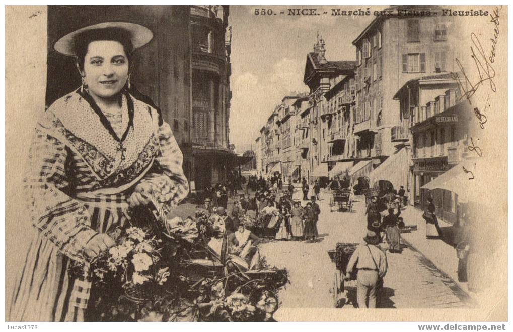 06 / NICE / MARCHE AUX FLEURS / FLEURISTE / DOS NON DIVISE 1903 - Marchés, Fêtes