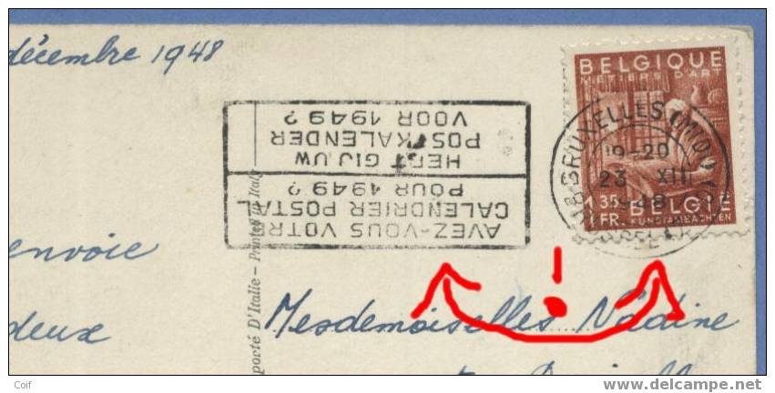 762 Op Kaart Met Mekanische Vlagstempel BRUSSEL, Het Linker Gedeelte Werd Omgedraaid Aangebracht !!!!!!!!!!!!!!! - 1948 Export