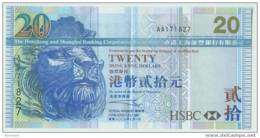 HONG KONG --- HK$20 -------   2003  ----   AA - Hong Kong