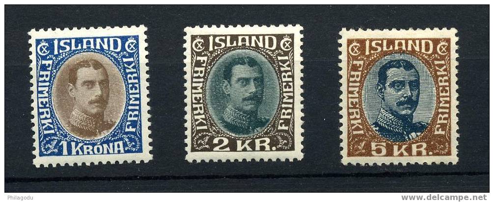 ISLAND Grosses Valeurs 95*  96*  97* Avec Charnière Sans Défaut    Cote 335 Euros - Unused Stamps