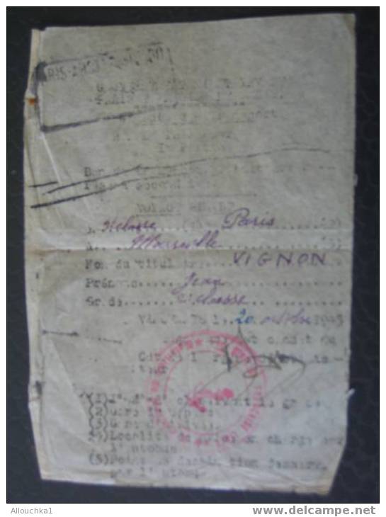 TITRE DE TRANSPORT MARSEILLE /PARIS 2EME CLASSE 20 OCTOBRE 1945 MILITAIRE 2EME CLASSE AGENT DE LIAISON GUERRE - Other & Unclassified