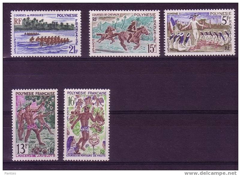 Polynésie   N° 47 à 51 *  TRES LEGERE Trace De Charnière - Unused Stamps