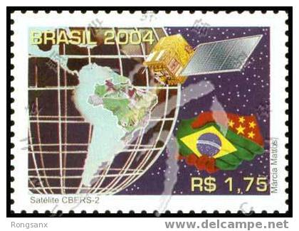 2004 BRAZIL SATELITE CBERS-2 1V - Amérique Du Sud