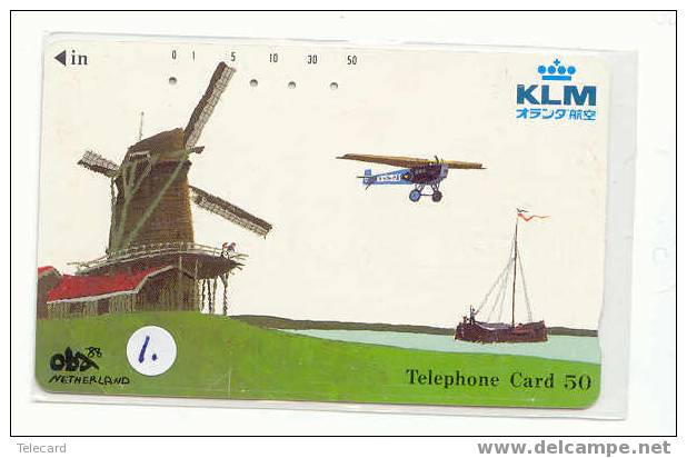 KLM FOKKER Viegtuig - Airplane -  Avion -Jet - Avions - Aérienne - Flugzeug Op Telefoonkaart (1) RARE!! - Flugzeuge