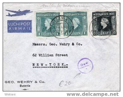 Nli008 /  NIEDERL-INDIEN - 1948 – Batavia-NY – 2,60 Gulden-Tarif – Vorläuferbeleg Aus Der Übergangszeit - Niederländisch-Indien