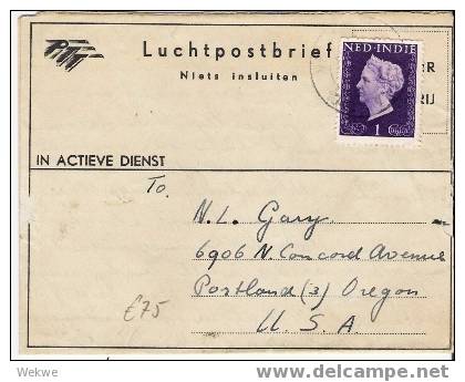 Nli011 / - NIEDERL:--NDIEN -  Luftpostbrief Von Militärpolizisten Aus Batavia Nach USA - 1948 - Niederländisch-Indien