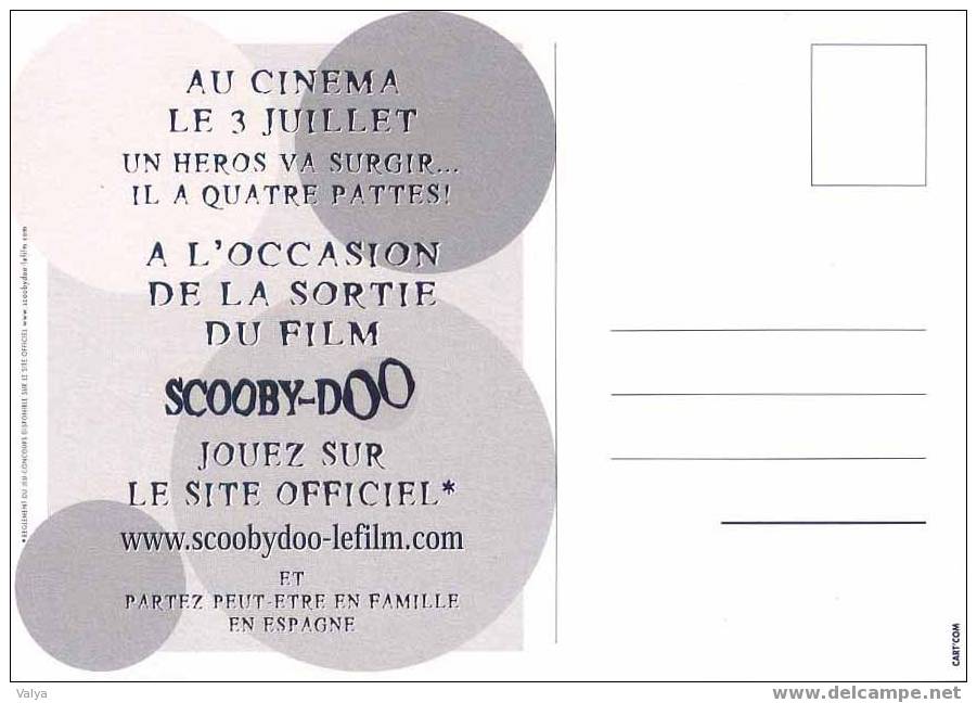 Carte Postale SCOOBY-DOO (fond Rose) - Publicité Cinématographique