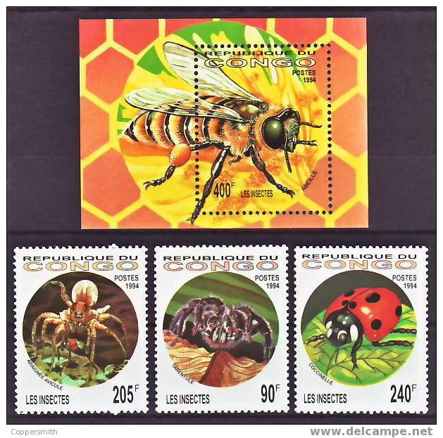 (079-80) Congo  Insects / Bees / Insectes / Abeilles / Bienen  ** / Mnh Michel 1417-19 + BL - Autres & Non Classés