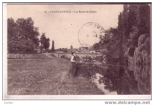 Pêche En Eau Douce , Pecheur , 36 , CHATEAUROUX , Les Bords De L'Indre - Pêche