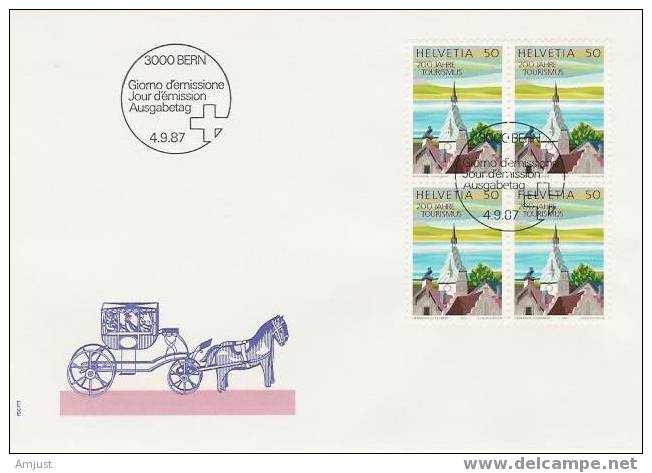 FDC Suisse 1987 No. 753 En Bloc De 4 - FDC