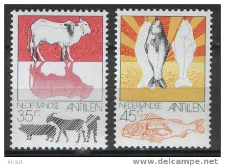 ANTILLE OLANDESI – NETHERLANDS ANTILLES -  ANTILLES - 1976 - ELEVAGE ET PECHE - YT 503/504 ** - Hoftiere