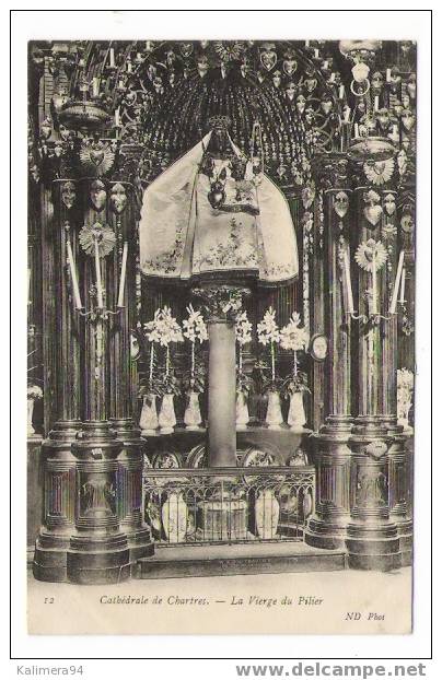 VIERGE NOIRE DE N.-D. DU PILIER (Chartres) / VOEUX Adressés à Mr Et Mme CHEMIN, Bijoutiers-horlogers De GORRON (MAYENNE) - Gorron