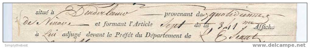 Document Département De L' Escaut Vente De Biens Nationaux 1808 DENDERLEEUW (Quotidiennes De Ninove)       --   EE647 - 1794-1814 (Période Française)