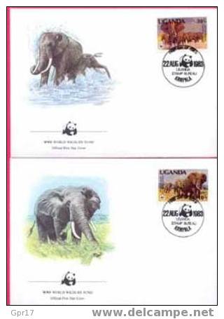 4 Env. 1er Jour Wwf Ouganda Du 22/8/83: éléphant - Elefanti