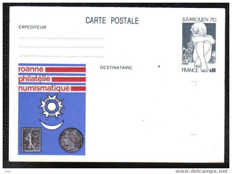 JUVAROUEN 76 - Roanne Philatélie Numismatique - Overprinter Postcards (before 1995)