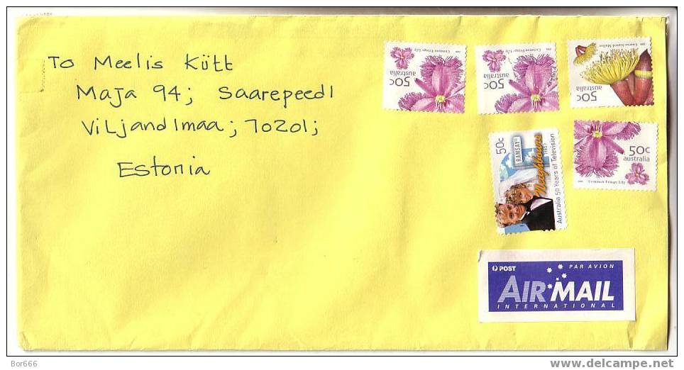 GOOD Postal Cover AUSTRALIA To ESTONIA 2007 - Flowers & TV - Covers & Documents