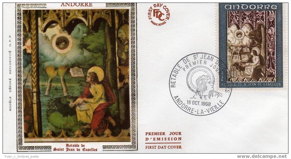 ANDORRE FIRST DAY COVER PREMIER JOUR RETABLE DE LA CHAPELLE DE SAINT JEAN DE CASELLES - FDC