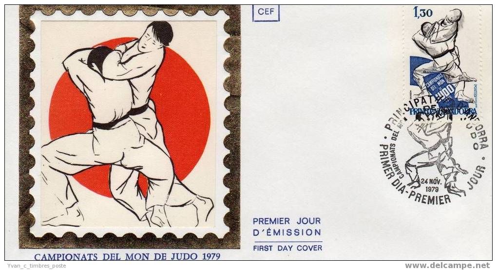 ANDORRE FIRST DAY COVER PREMIER JOUR CHAMPIONNATS DU MONDE DE JUDO 1979 - FDC