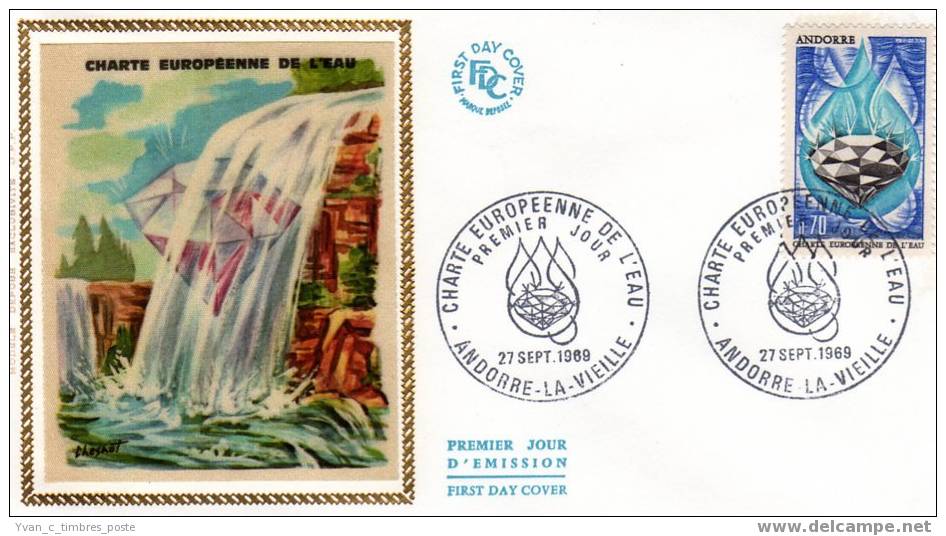 ANDORRE FIRST DAY COVER PREMIER JOUR CHARTE EUROPEENNE DE L EAU - FDC