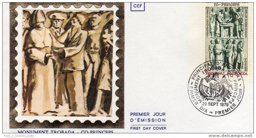 ANDORRE FIRST DAY COVER PREMIER JOUR MONUMENT TROBADA CO PRINCES - FDC