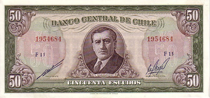 CHILI   50 Escudos   Non Daté (1962-1975)   Pick 140b     ***** BILLET  NEUF ***** - Chili