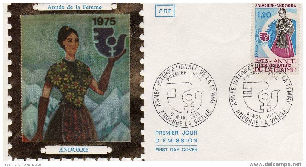 ANDORRE FIRST DAY COVER PREMIER JOUR ANNEE INTERNATIONALE DE LA FEMME - FDC