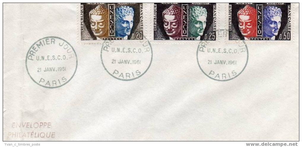 FRANCE SERVICE FIRST DAY COVER PREMIER JOUR UNESCO - Storia Postale