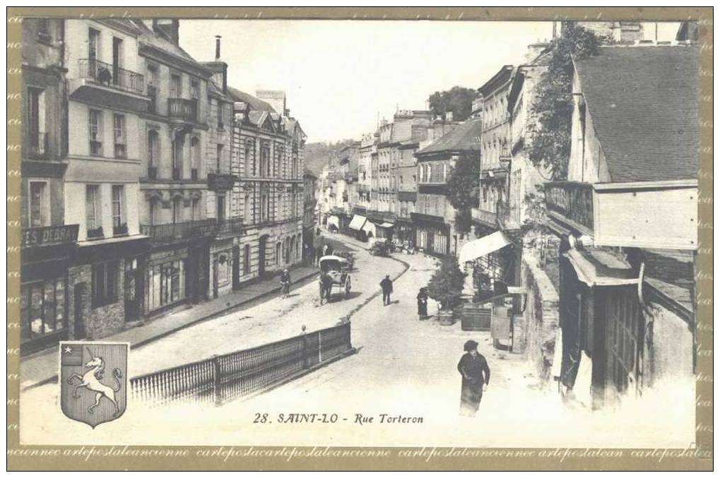 50 Manche SAINT LO ANIMATION RUE TORTERON COMMERCES ATTELAGE -ARTAUD NOZAIS 28 Etat TTB+ - Saint Lo