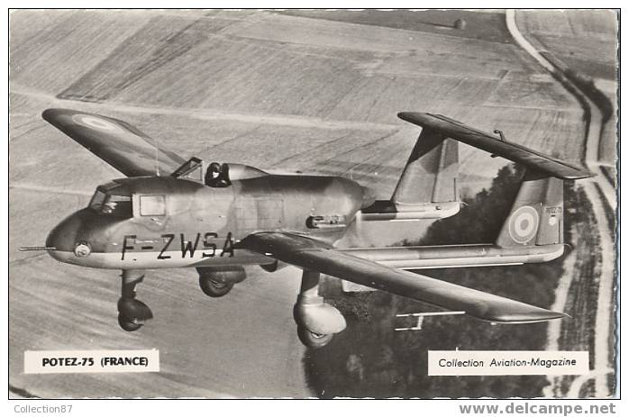 AVION - POTEZ 75 - COLLECTION AVIATION MAGAZINE CPSM 9 X 14 DOS VIERGE - 1946-....: Moderne