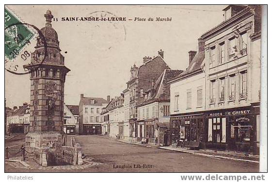 ST ANDRE DE L EURE   1908  PLACE DU MARCHE - Pont-de-l'Arche