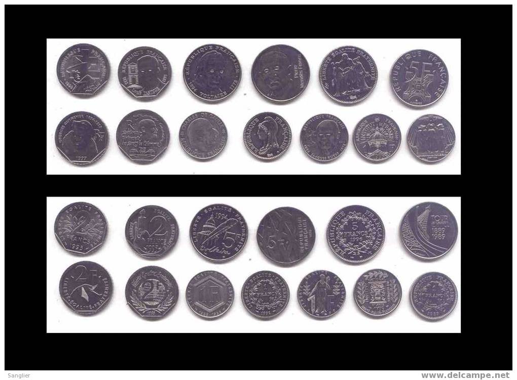 1 FR 2 FRS 5 FRS COMMEMORATIVES COURANTES 13 MONNAIES) - Colecciones