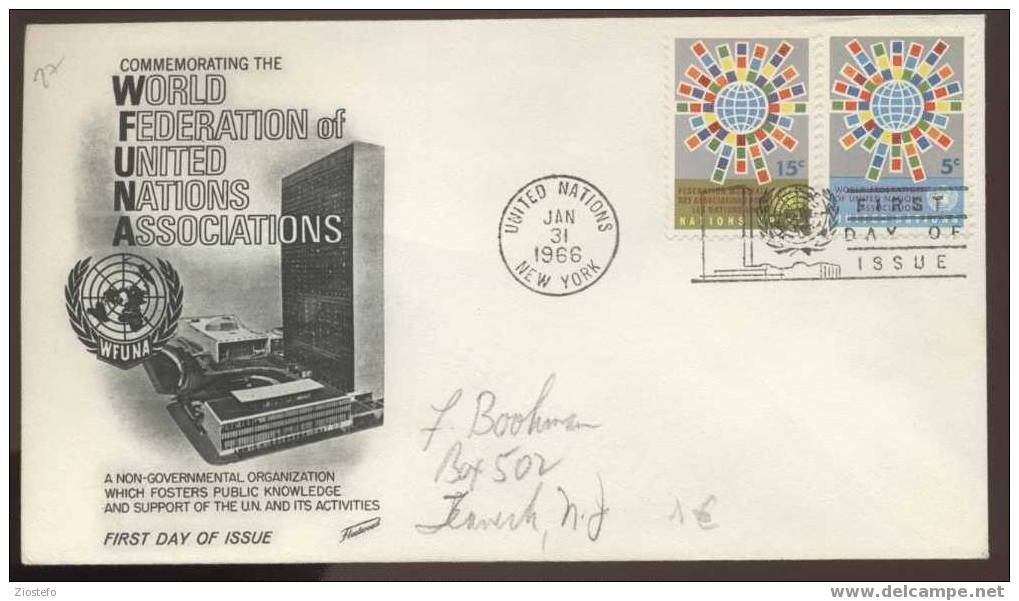 Fde27  Fdc United Commemorating The World Federation Of United Nations Association 1966 - Other & Unclassified