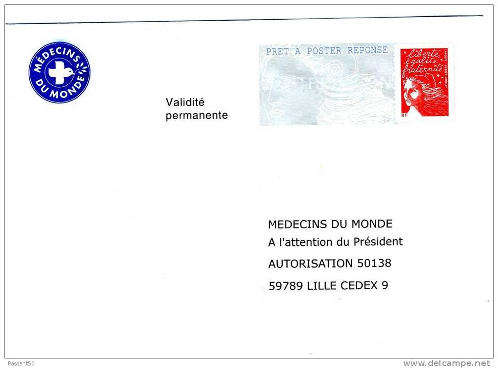PAP Réponse Luquet RF Médecins Du Monde. Référence 0406273. BE. - Prêts-à-poster: Réponse /Luquet