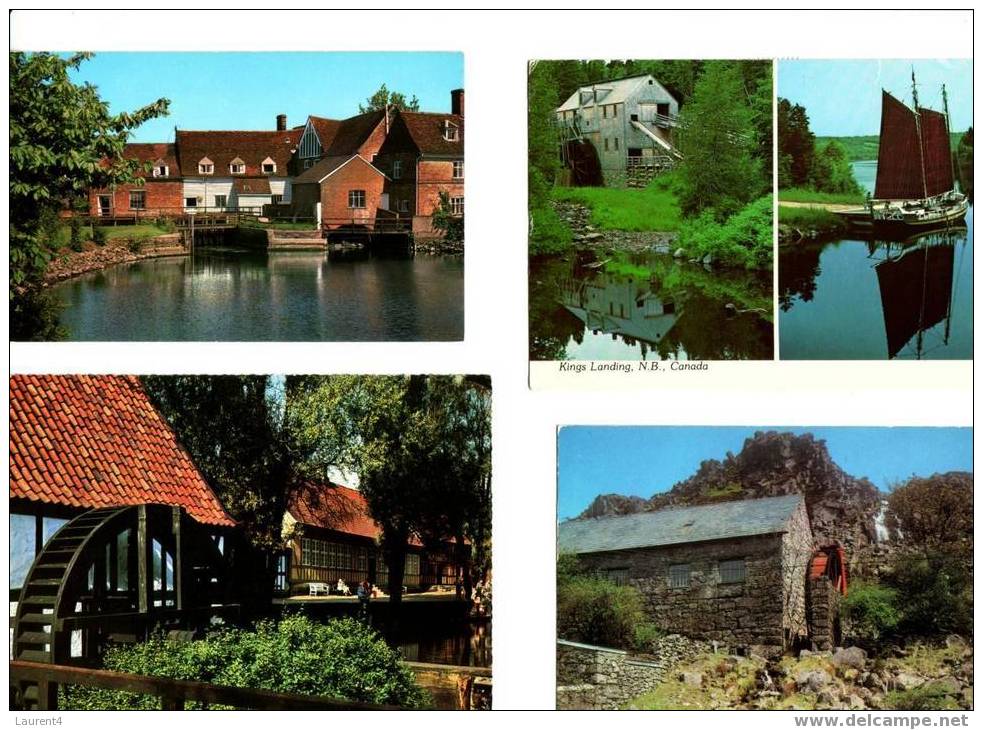 8 Water Mill Postcards - 6 Carte De Mouilin A Eau - Moulins à Eau