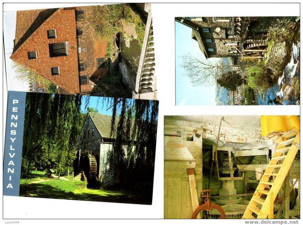 4 Water Mill Postcards - 4 Carte De Mouilin A Eau - Water Mills