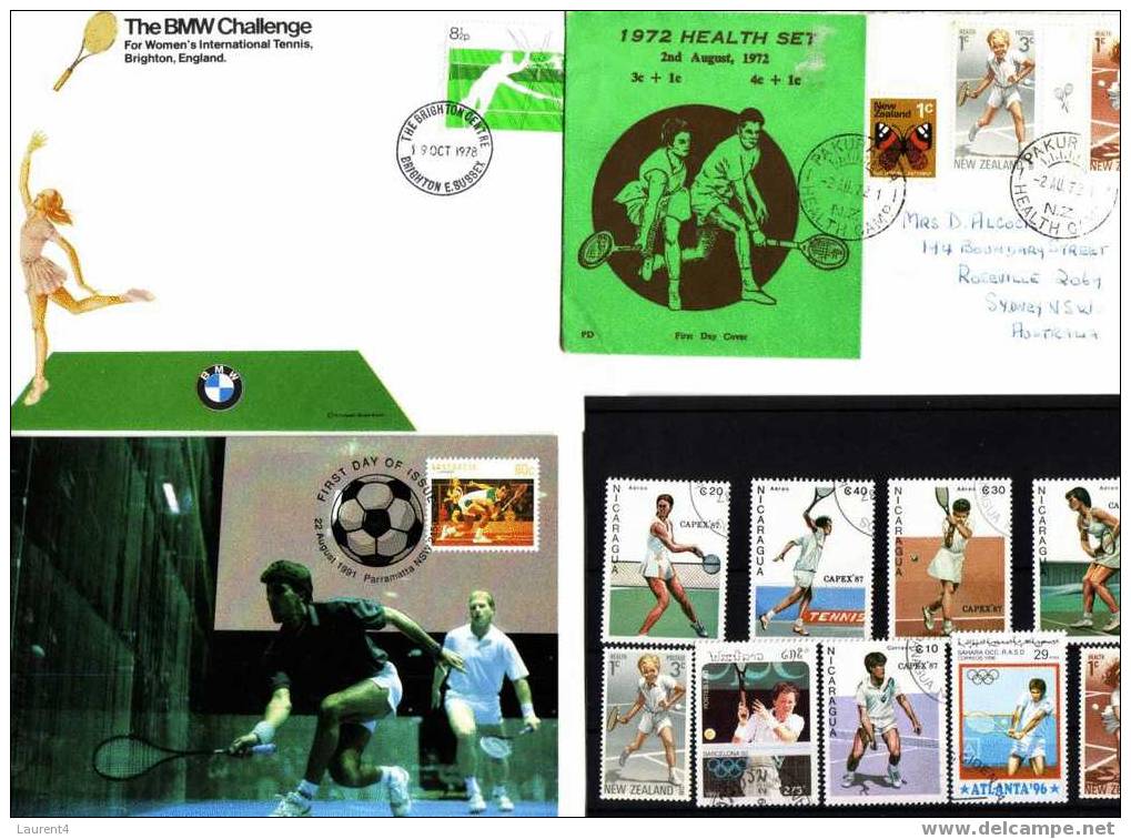 2 Enveloppe De Tennis + 1 Carte + Timbres - 2 Tennis Cover + 1 Card + Stamps - Tennis