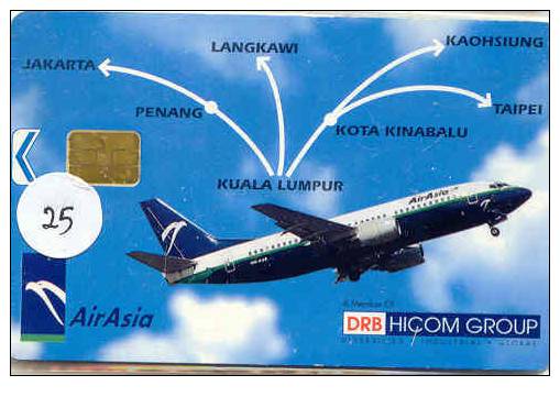 Avions Sur Telecarte Malaysia (25) Air Asia Flugzeuge Vliegtuig Aeroplani Airplane Aeroplanos ??? - Flugzeuge